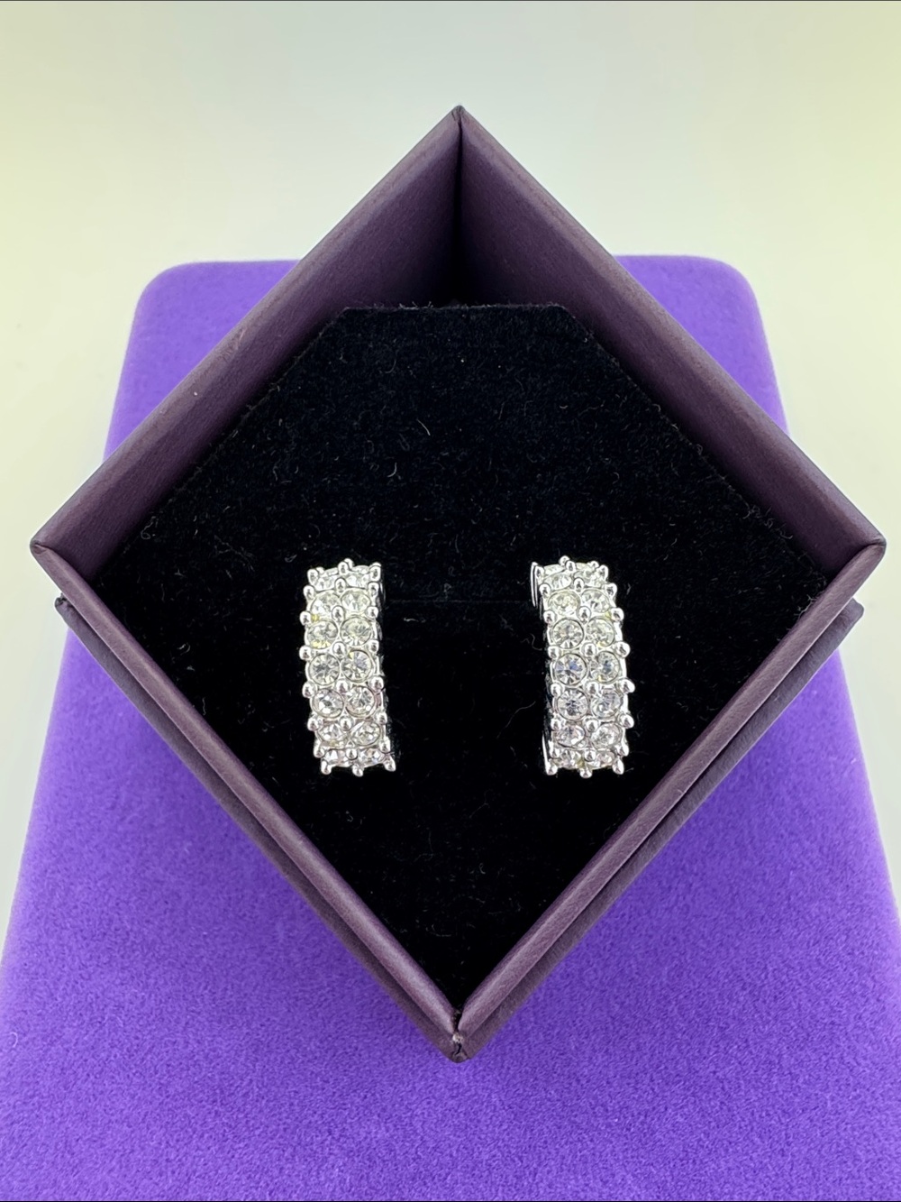 💛 Swarovski 14k Post Pavé Crystal Half Hoop Earrings | Timeless Designer